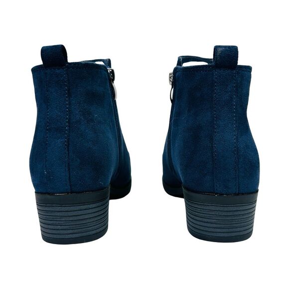 Shoe Land Ellaire Vegan Suede Ankle Booties - Navy - Size 6 - Picture 6 of 10